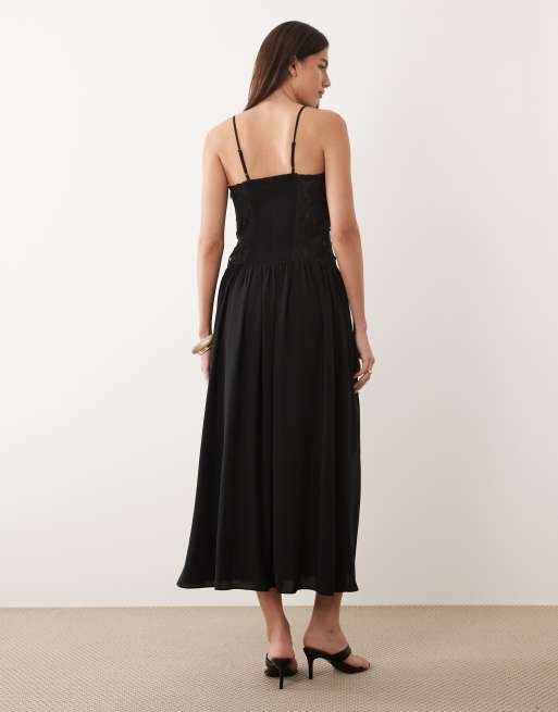 Abercrombie & Fitch - Robe longue et fluide en dentelle - Noir, 4 de 4