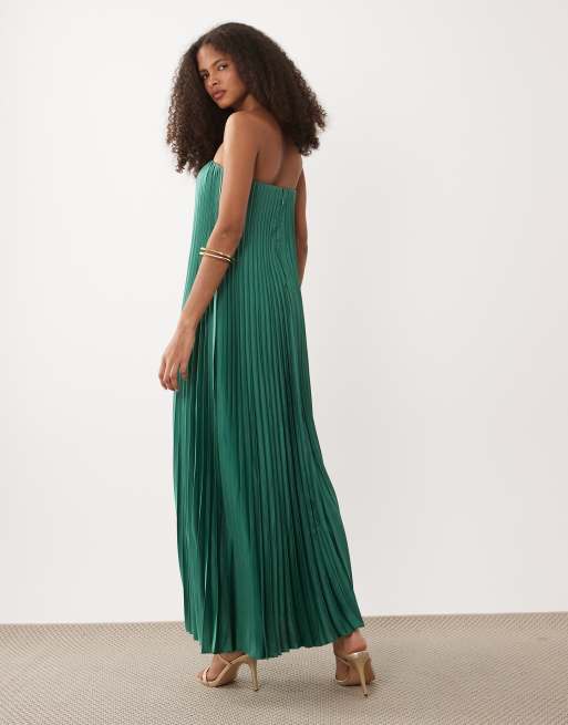 Abercrombie & Fitch - Robe longue fluide sans bretelles - Vert, 4 de 4