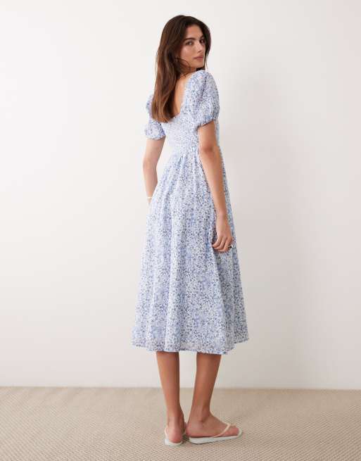 Abercrombie & Fitch - Robe longue tendance folk à imprimé fleurs - Bleu , 3 de 4