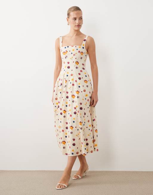 Robe trapèze blanche à manches courtes en viscose mélangé