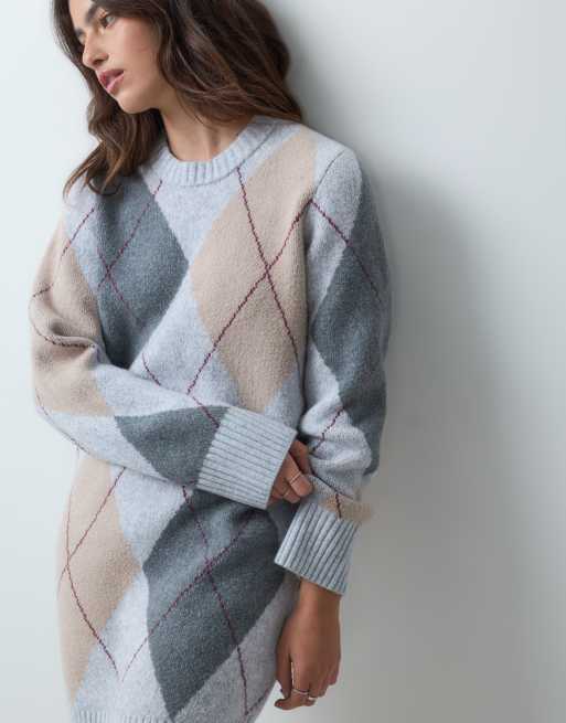 Abercrombie & Fitch robe-pull en maille à losanges crème, 5 de 5