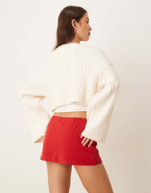 Abercrombie & Fitch – Röd, figursydd skort i minilängd, 4 av 5