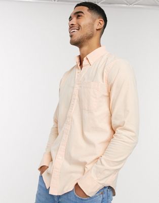 Abercrombie & Fitch – Rosa- och orangerandig oxfordskjorta