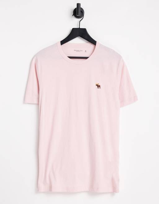 Abercrombie & Fitch – Rosa t-shirt med ikonlogga med 3D-effekt