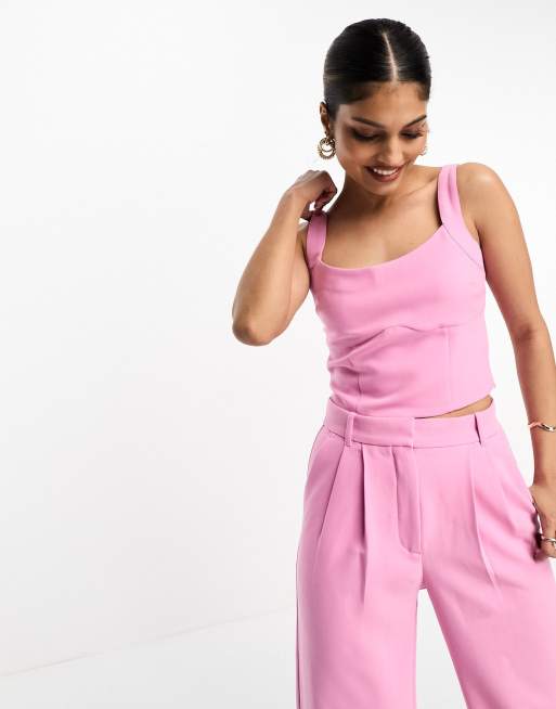 Abercrombie & Fitch – Różowy gorsetowy top, część zestawu