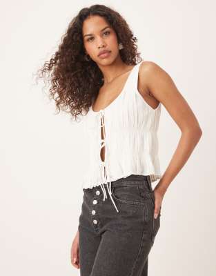 Abercrombie & Fitch Ruched Tie Front Top