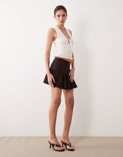 Abercrombie & Fitch ruched v neck top in beige, 3 of 4