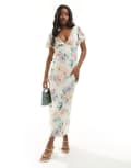 [Abercrombie & Fitch] Abercrombie & Fitch ruffle sleeve maxi dress in white floral print XS White Floral