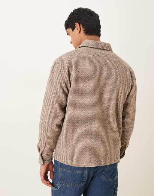 Abercrombie & Fitch - Ruimvallend bouclé overhemdjack in geruit grijs/bruin, 3 van 5