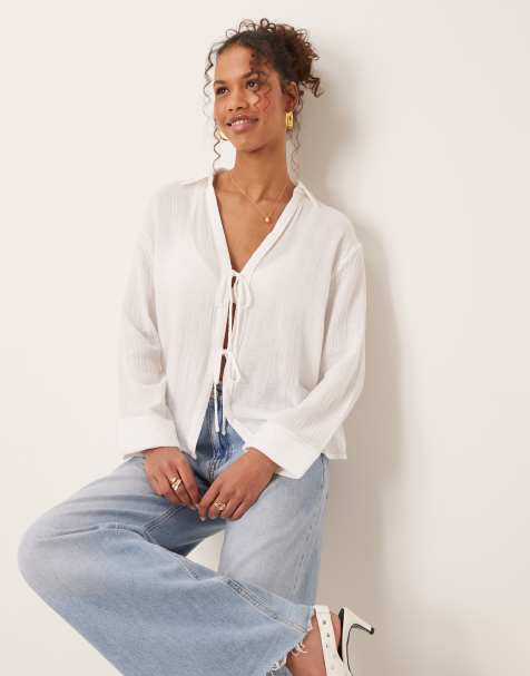 Abercrombie & Fitch - Ruimvallend overhemd met textuur in wit - view 1