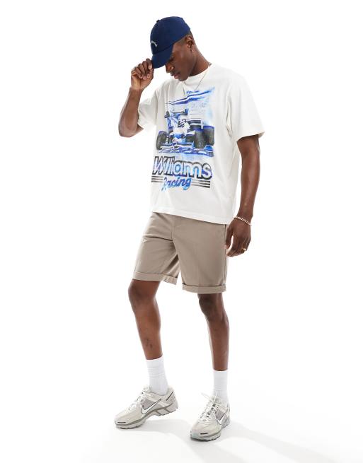 Abercrombie & Fitch - Ruimvallend T-shirt met 'Williams F1'-print in wit