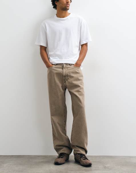 Abercrombie & Fitch - Ruimvallende jeans in bruin met wassing - view 1