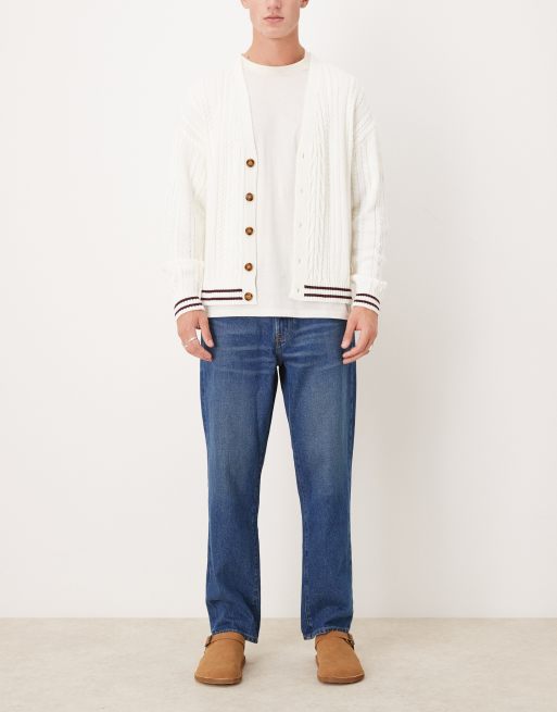 Abercrombie & Fitch - Ruimvallende jeans met donkere vintage wassing