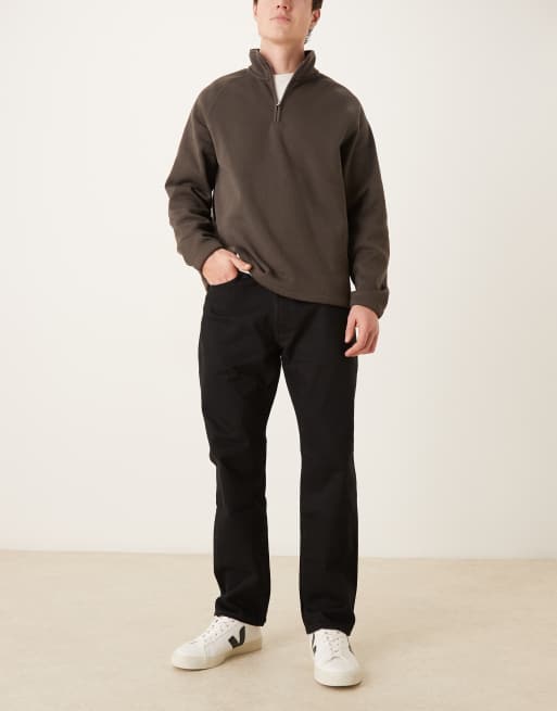 Abercrombie & Fitch - Ruimvallende rechte jeans met 5 zakken in donkerblauwe wassing