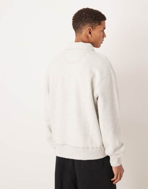 Abercrombie & Fitch running club graphic half zip sweatshirt in grey marl, 3 of 5