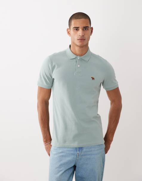 Abercrombie & Fitch – Salviagrön pikétröja med korta ärmar och ikonlogga - view 1