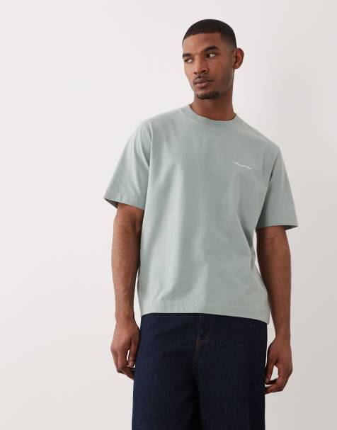 Abercrombie & Fitch – Salviagrön t-shirt med boxig passform, korta ärmar och logga - view 1