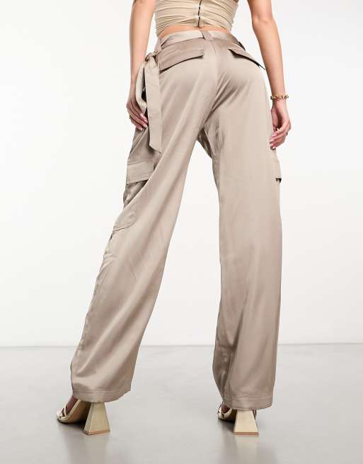 Beige - Belted Cargo Trousers