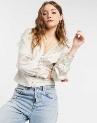 satin champagne blouse