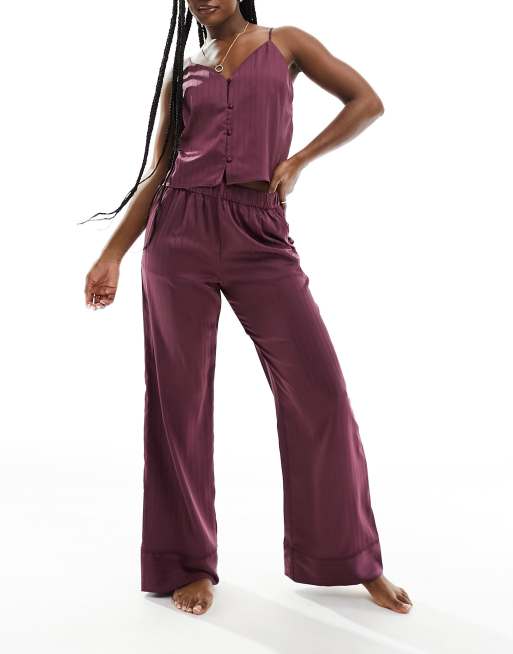 Abercrombie & Fitch satin striped pyjama bottoms in purple (part of a set)