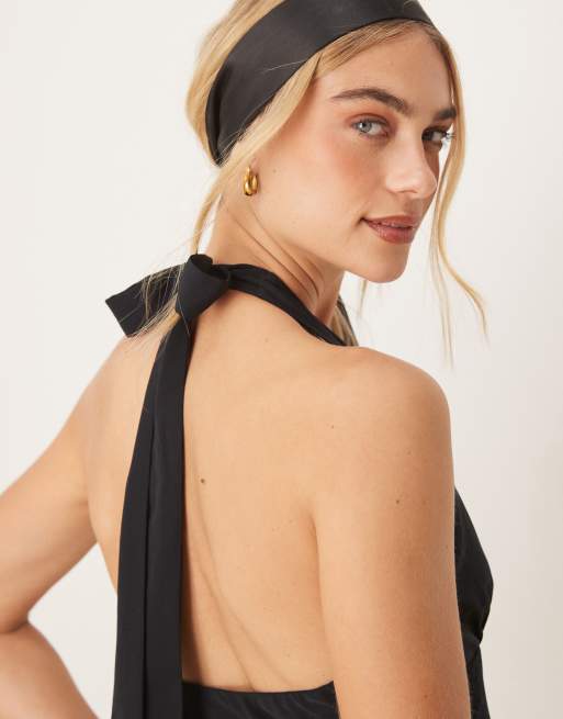 blue dress for baby girl Lace-Up Satin Black Mini Dress: Sexy Bodycon Cutout Bustier Black / S main image 0