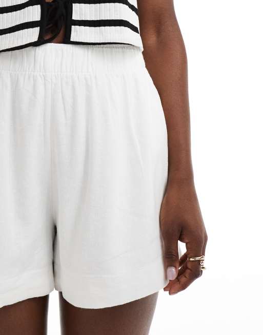 Abercrombie & Fitch – Schlupf-Shorts aus Leinenmix in Weiß, 2 von 5