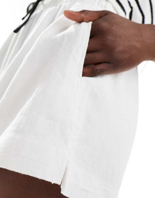 Abercrombie & Fitch – Schlupf-Shorts aus Leinenmix in Weiß, 4 von 5