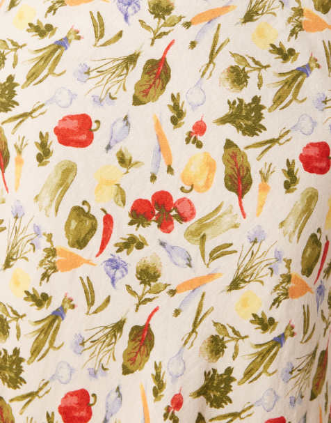 Abercrombie & Fitch - Schuingesneden maxi rok van linnenmix in groentenprint - view 1