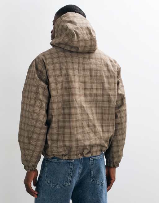 Abercrombie & Fitch schwere Steppjacke mit Kapuze in beigem Karomuster, 3 von 5