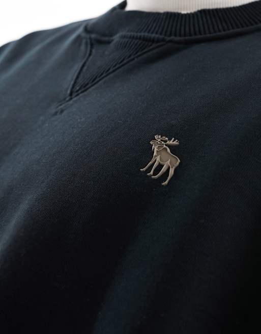 Abercrombie & Fitch – Schweres Oversize-Sweatshirt in Schwarz mit Silikon-Markenlogo, 4 von 4