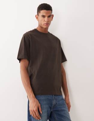 Schweres T-Shirt in Braun-Brown Brown S