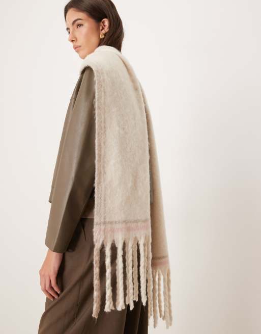 Abercrombie & Fitch - Sciarpa morbida color crema e marrone a quadri