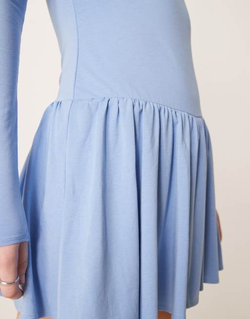 Abercrombie & Fitch scoop back peplum drop waist skort dress in blue