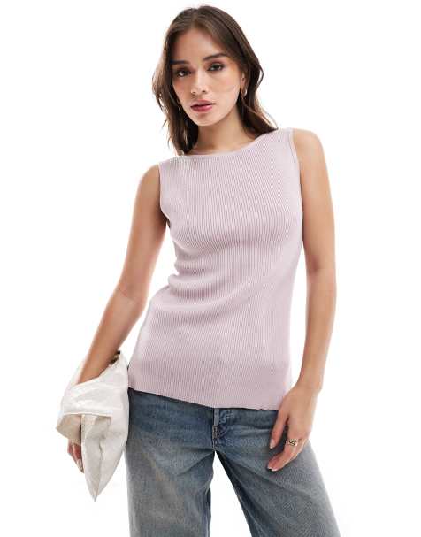 Abercrombie & Fitch scoop back sleeveless top in violet - view 1