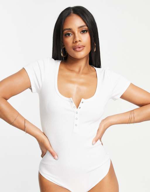 Abercrombie & Fitch 291347 Seamless Rib Scuba Bodysuit White Size MD