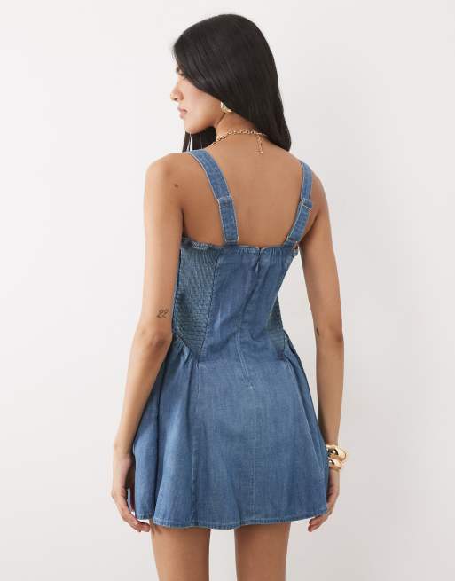abercrombie denim mini dress The A&F Mara Strapless Denim Mini Dress
