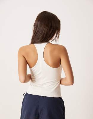 Abercrombie & Fitch Scoop Neck Racerback Tank Top In White