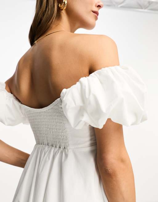 abercrombie ruched ruffle puff sleeve mini dress Abercrombie &amp; Fitch + Ruched Ruffle Puff Sleeve Mini Dress