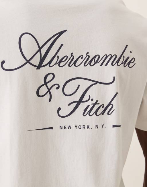Abercrombie & Fitch script logo back print t-shirt in white, 5 of 5