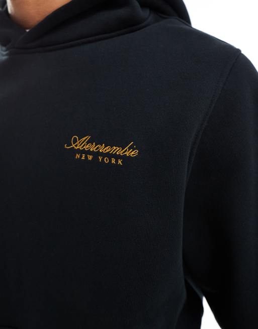 Abercrombie Fitch script logo hoodie in black with back embriodery