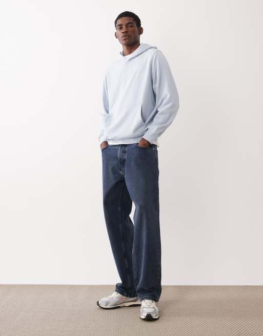 Abercrombie & Fitch script logo hoodie in light blue, 2 of 5