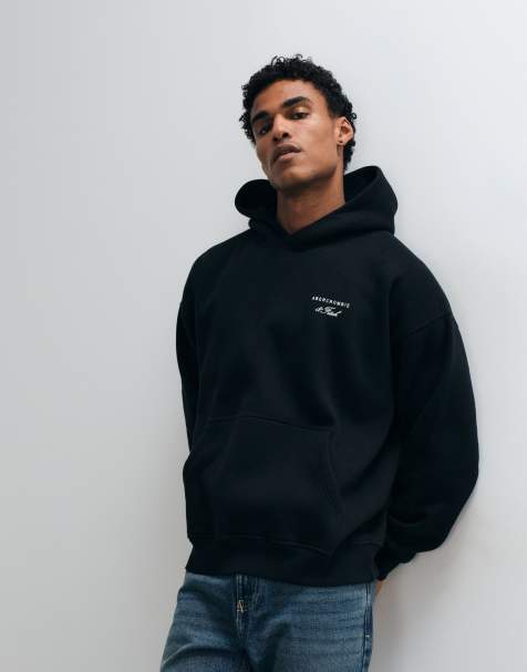 Abercrombie & Fitch script logo oversized hoodie in black - view 1