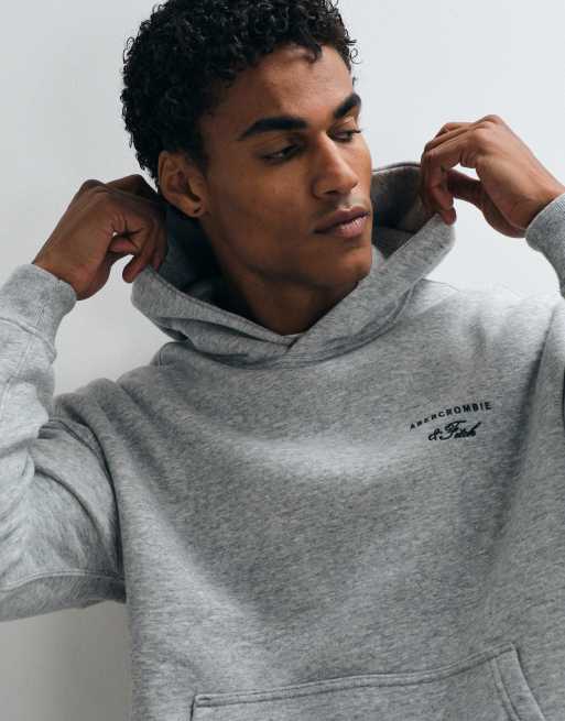 Abercrombie & Fitch script logo oversized hoodie in grey, 2 of 5