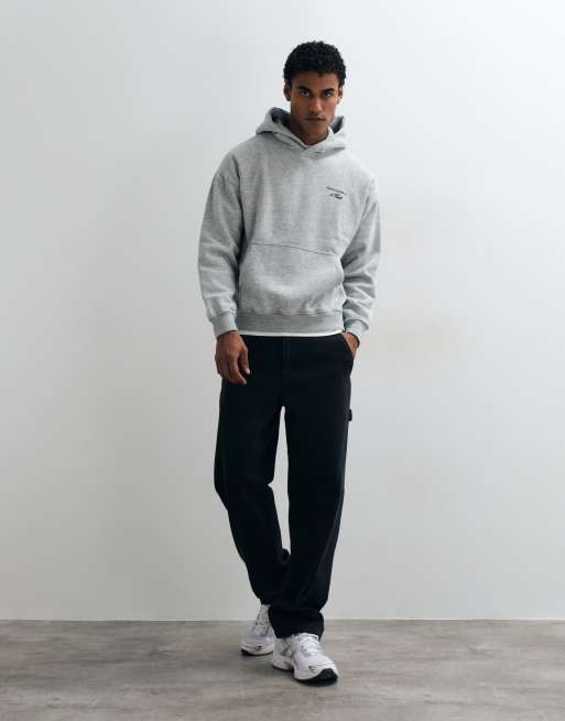 Abercrombie & Fitch script logo oversized hoodie in grey, 3 of 5