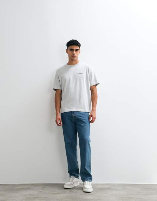 Abercrombie & Fitch script logo short sleeve T-shirt in gray heather, 4 of 5
