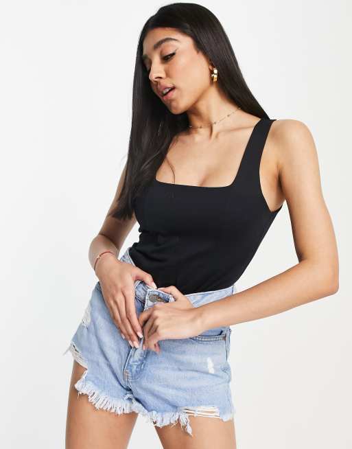 Abercrombie & Fitch seamless corset bodysuit in black | ASOS