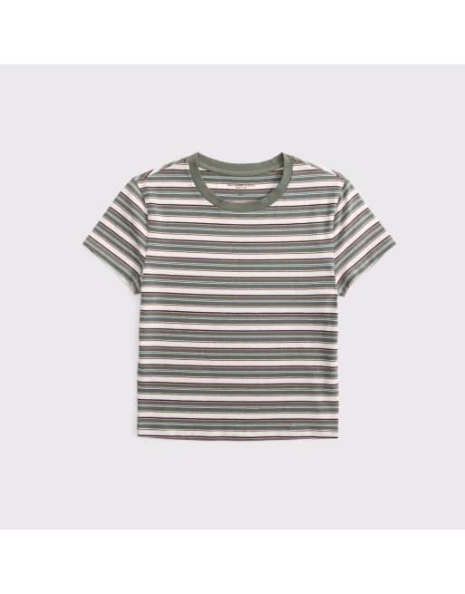 Abercrombie & Fitch Seamless fabric baby tee in olive gray stripe, 6 of 6