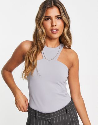 Abercrombie & Fitch seamless high neck bodysuit in grey - ASOS Price Checker