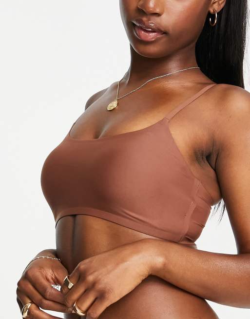 Abercrombie & Fitch seamless scoop bralette co-ord in brown