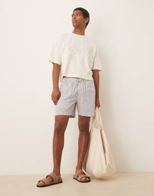 Abercrombie & Fitch seersucker relaxed shorts in blue stripes